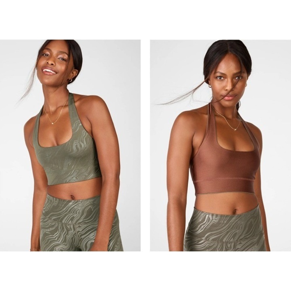 Fabletics Women's Size 3X XXXL Brown‎ Green Harlow Halter Reversible Sports Bra